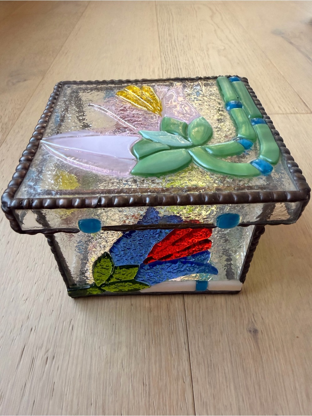 Stained Glass Floral Keepsake Box